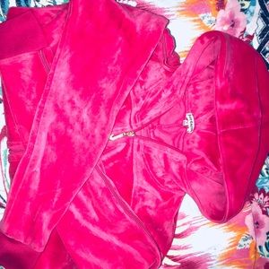 Neon pink velour juicy couture bomber sweater